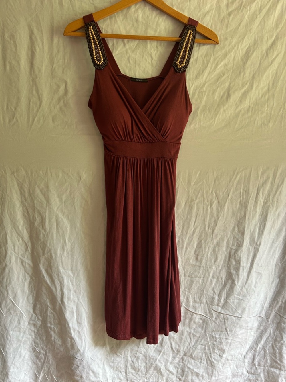 Whimsigoth Beaded Strap Midi Dress - Empire Waist Neonostalgia Sundress